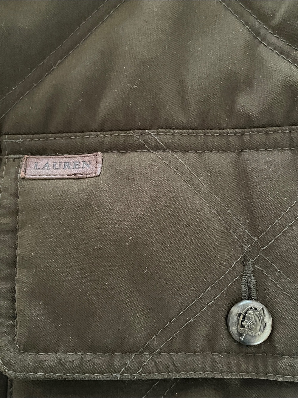 Ralph Lauren Women's Green Equestrian Quilted Coat w/Suede Collar Size Large - Picture 7 of 13